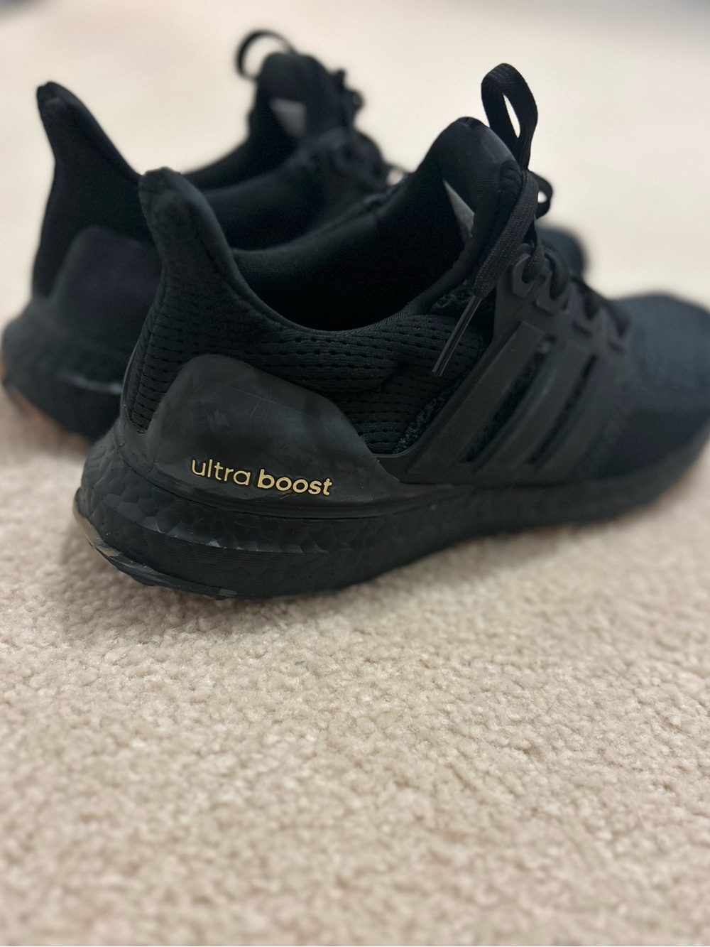 adidas Black UltraBoost Sneakers with Gold Logo